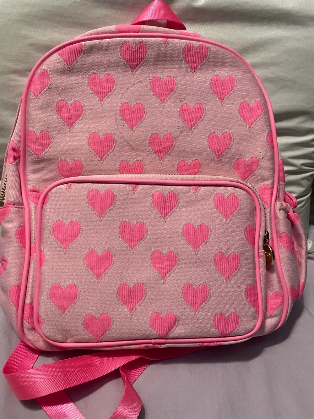 Stoney Clover Lane Pink-on-Pink Heart Backpack
